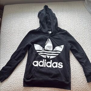 Adidas Black Pullover with White Trefoil